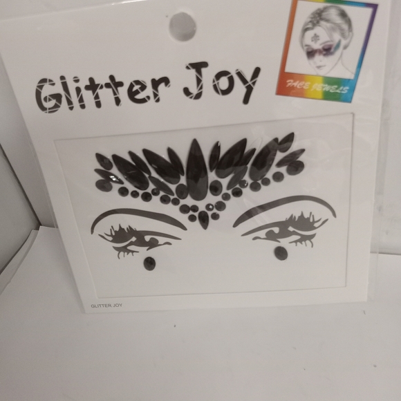 6 pks Glitter Joy Face Gem Jewels  Mask Black Rhinestones NEW - Picture 7 of 10